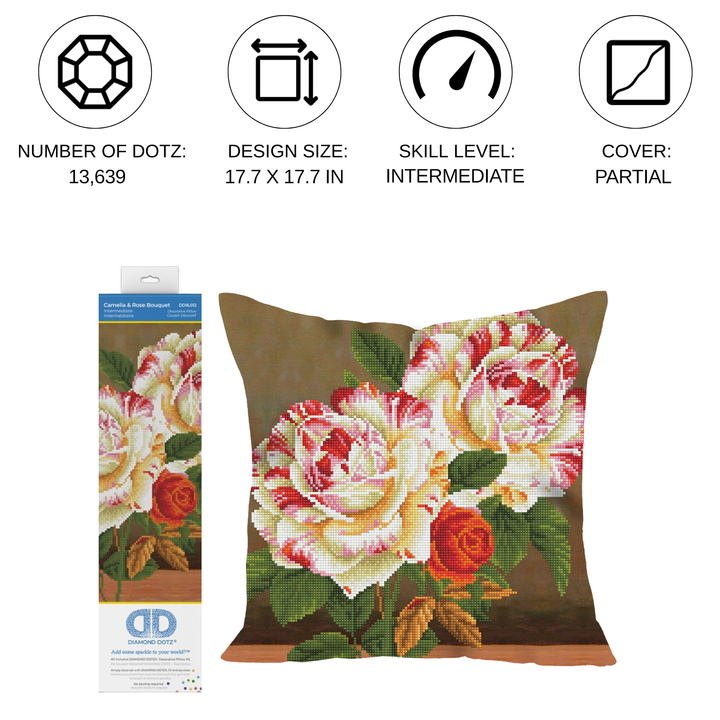 Diamond Dotz Camellia & Rose Bouquet - 17 x 17 in