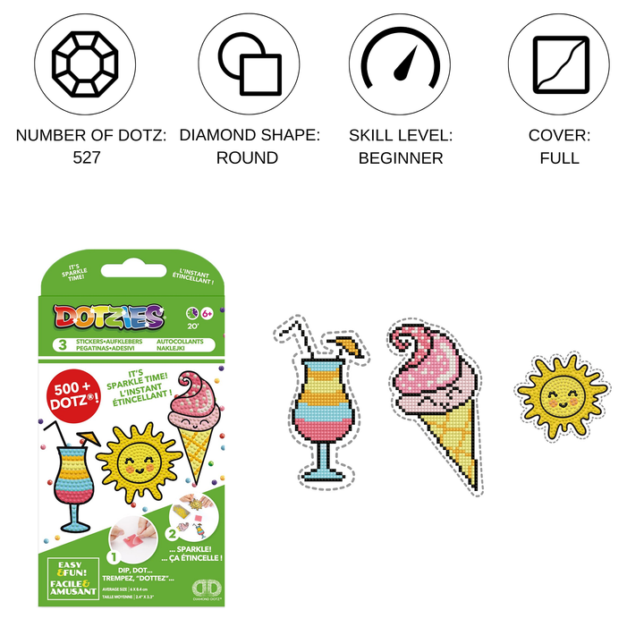 Diamond Dotz DOTZIES 3 STICKERS Multi Pack - Sunshine