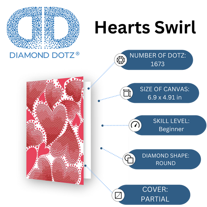 Diamond Dotz Hearts Swirl - Diamond Painting Greeting Card