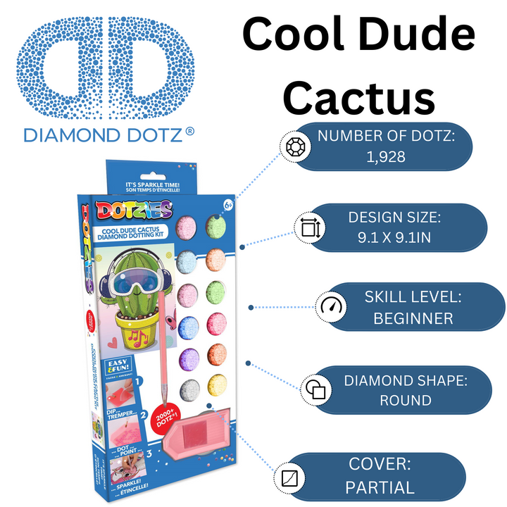 Diamond Dotz Cool Dude Cactus - 9.1 x 9.1 in