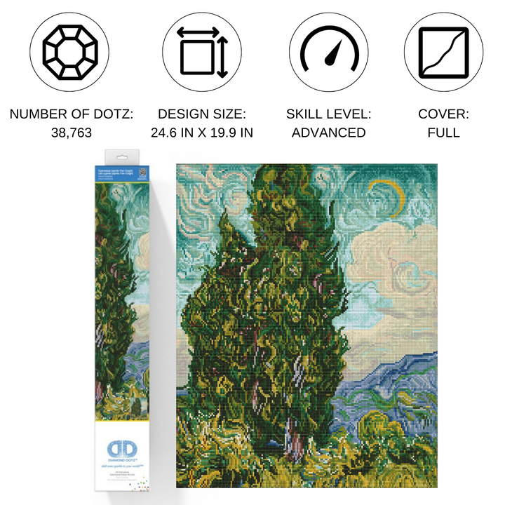 Diamond Dotz Cypresses (après Van Gogh) - 24.6 x 19.9 in