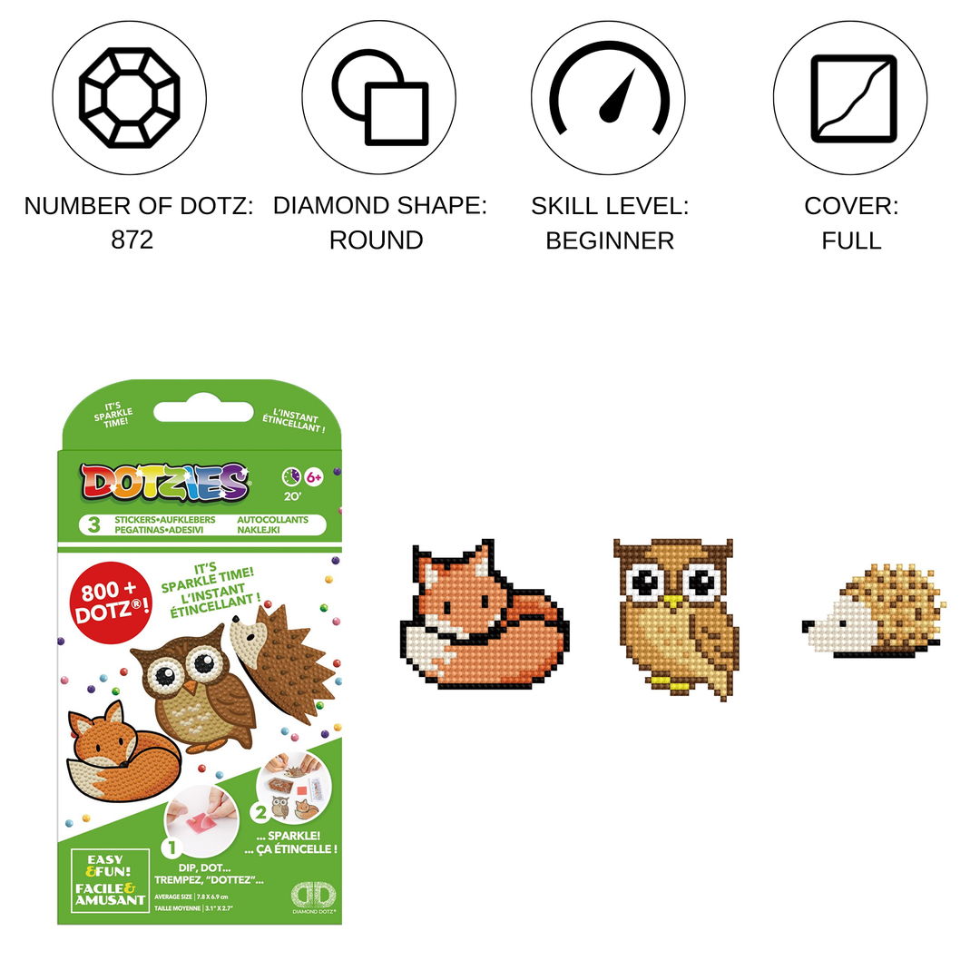 Diamond Dotz DOTZIES 3 STICKERS Multi Pack - Forest Friends