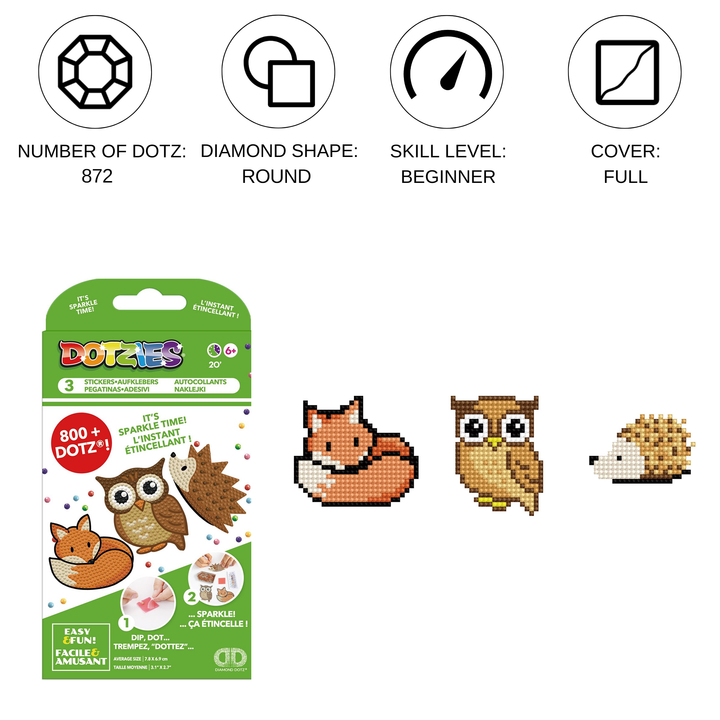 Diamond Dotz DOTZIES 3 STICKERS Multi Pack - Forest Friends
