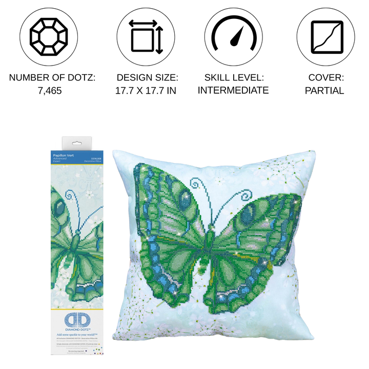 Diamond Dotz Papillon Vert Pillow - 17.7 x 17.7 in