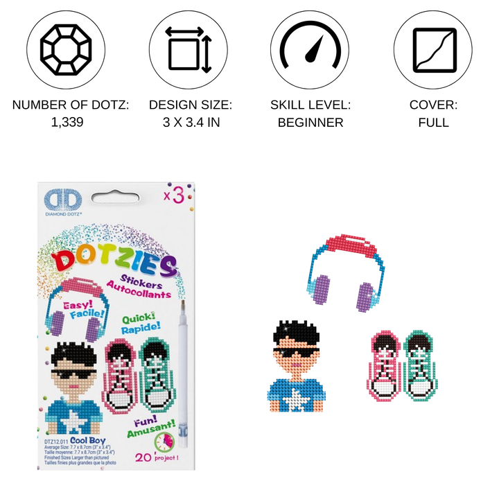 Diamond Dotz Cool Boy - DOTZIES Stickers Kit