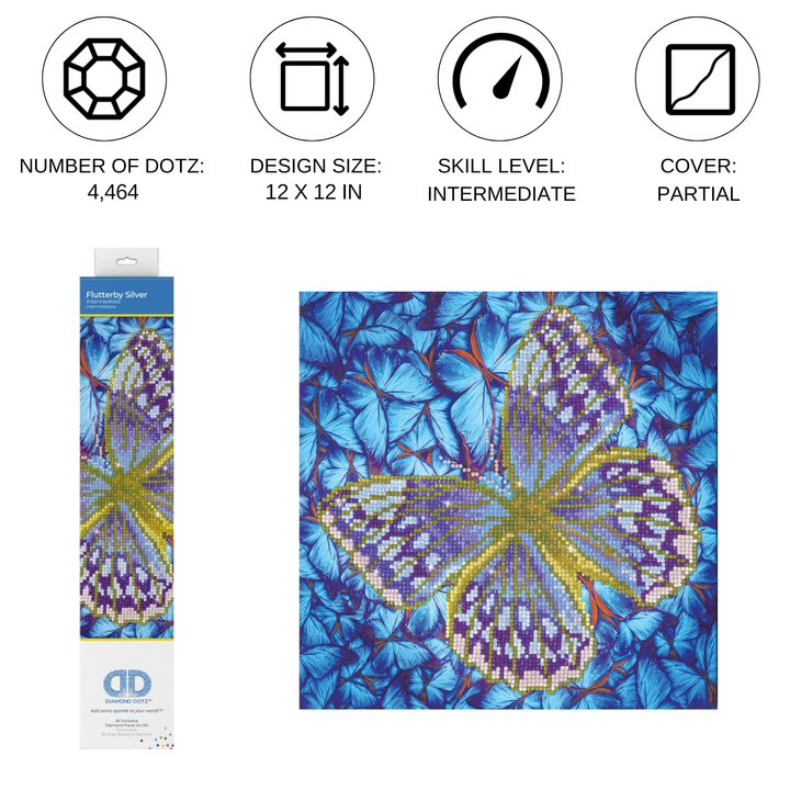 Diamond Dotz Flutterby Silver - 12 x 12 in