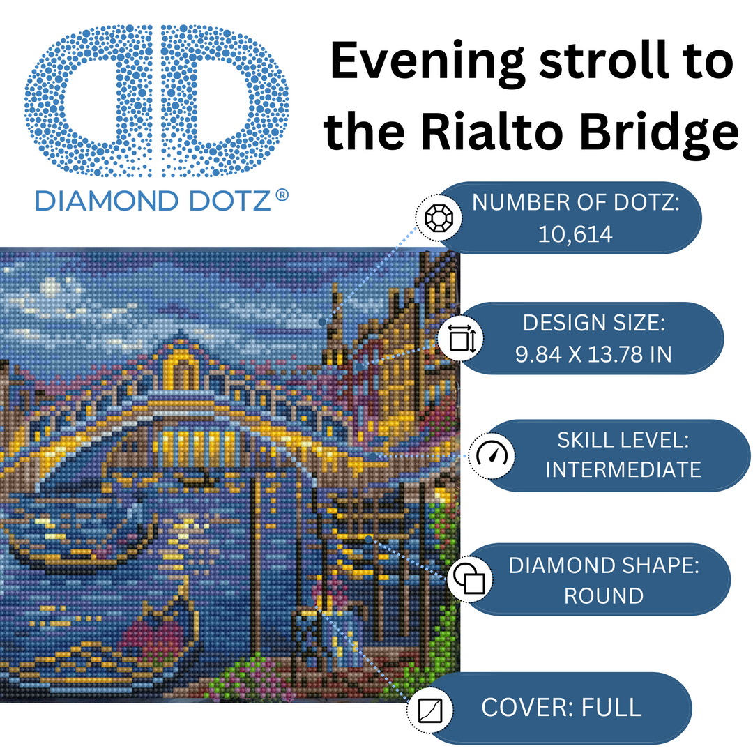 Diamond Dotz Evening Stroll to the Rialto Bridge - 9.84 x 13.78 in