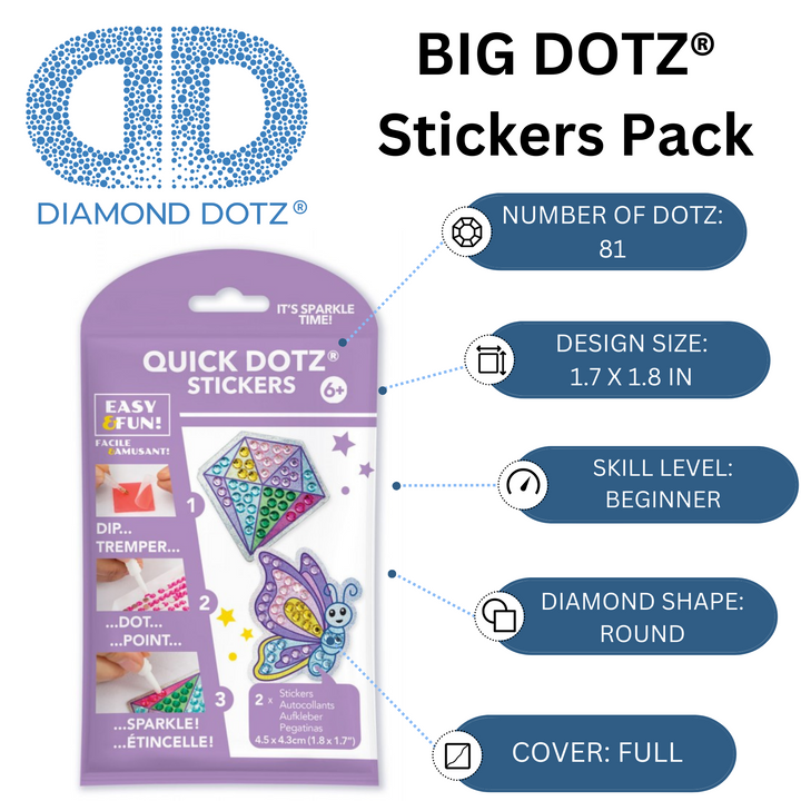 Diamond Dotz BIG DOTZ Stickers Pack 4 - Butterfly Sparkle