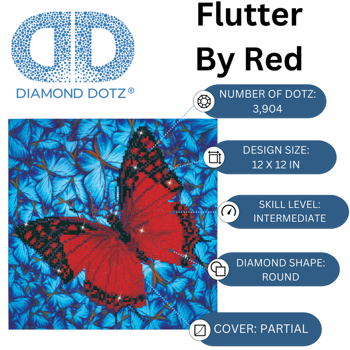 Diamond Dotz Flutterby Red - 12 x 12 in