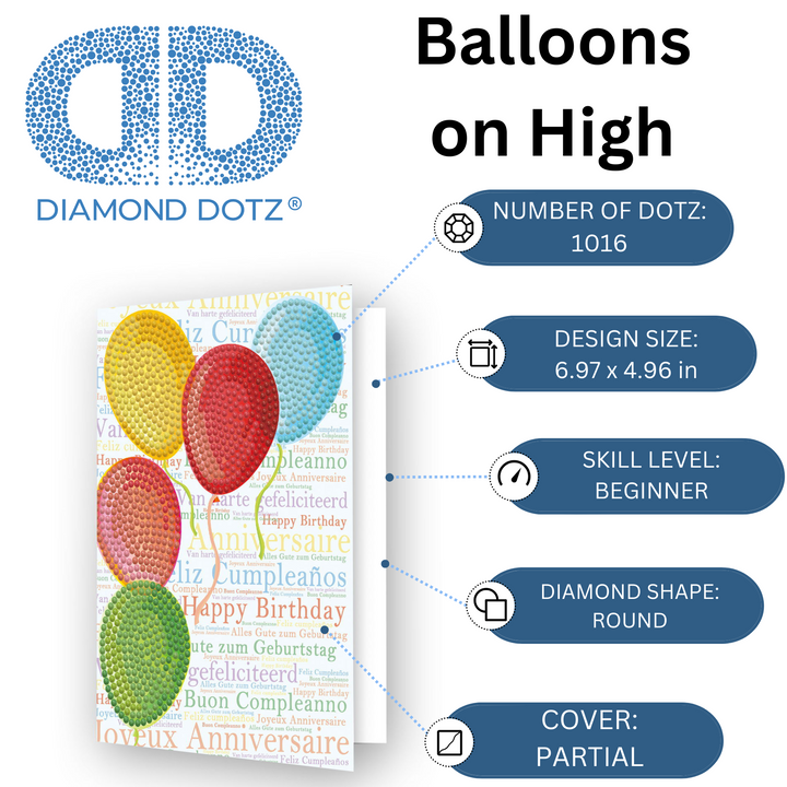 Diamond Dotz Balloons on High - Diamond Painting Greeting Card