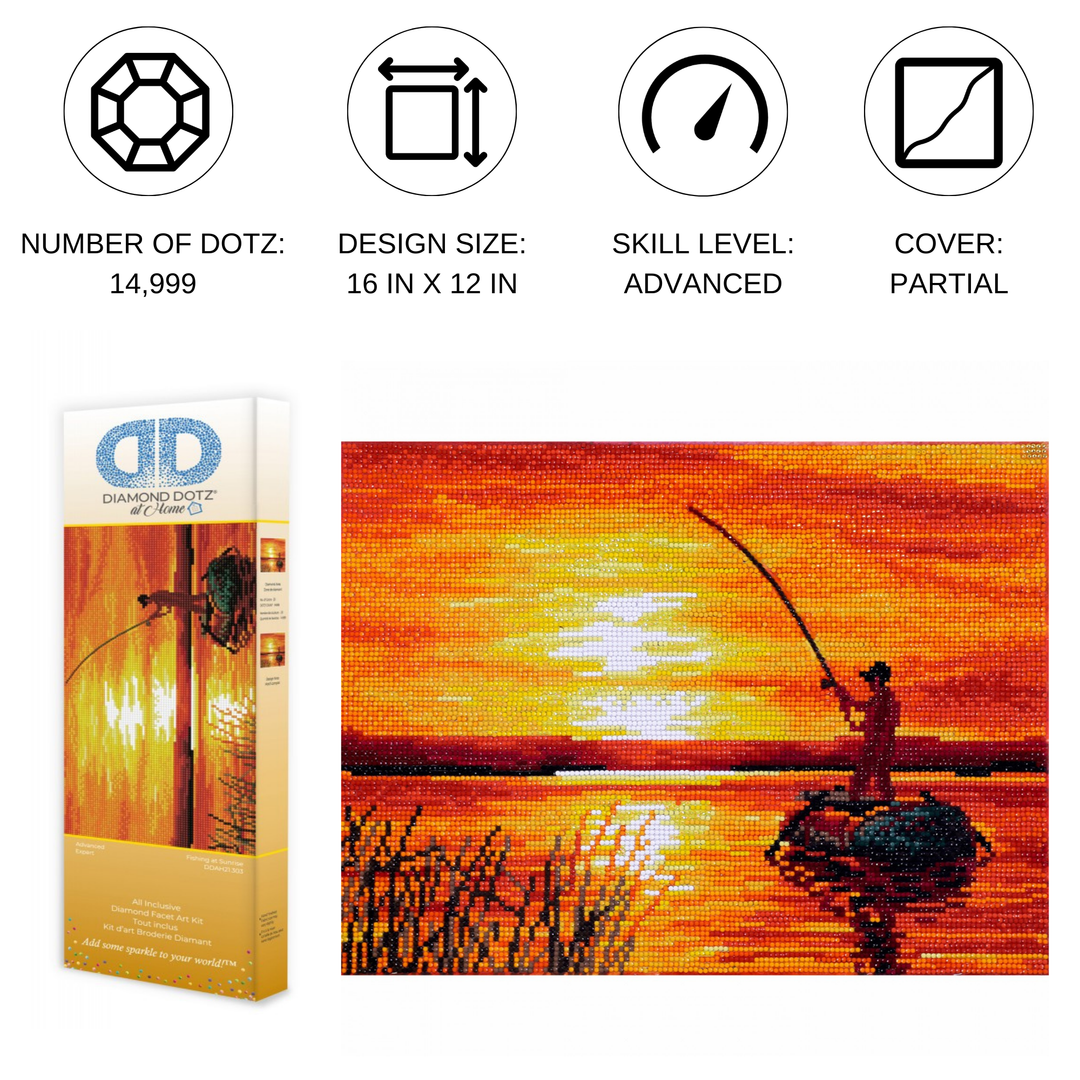Diamond Dotz Fishing at Sunrise - 16 x 12 in