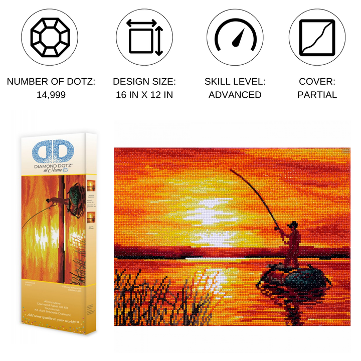 Diamond Dotz Fishing at Sunrise - 16 x 12 in
