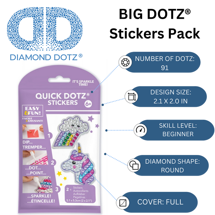 Diamond Dotz BIG DOTZ Stickers Pack 6 - Rainbow Unicorn