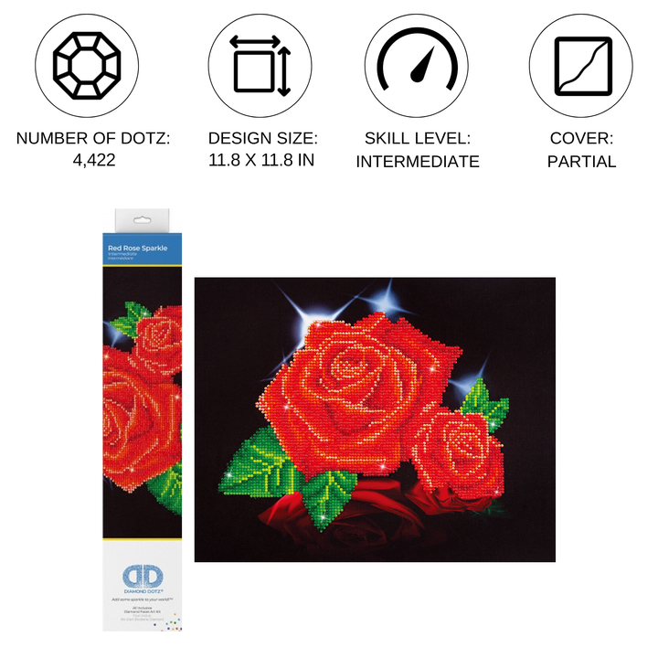 Diamond Dotz Red Rose Sparkle - 14 x 11 in