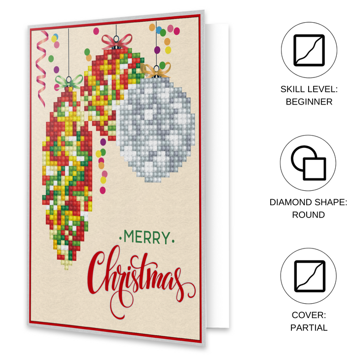 Diamond Dotz Merry Christmas Baubles Trad - Diamond Painting Greeting Card