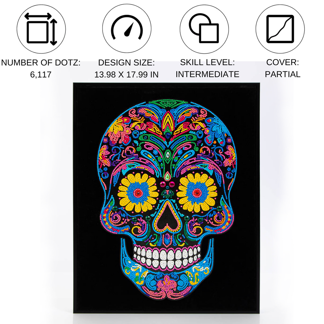 Diamond Dotz Neon Flock Sugar Skull - 14.0" x 18.0"