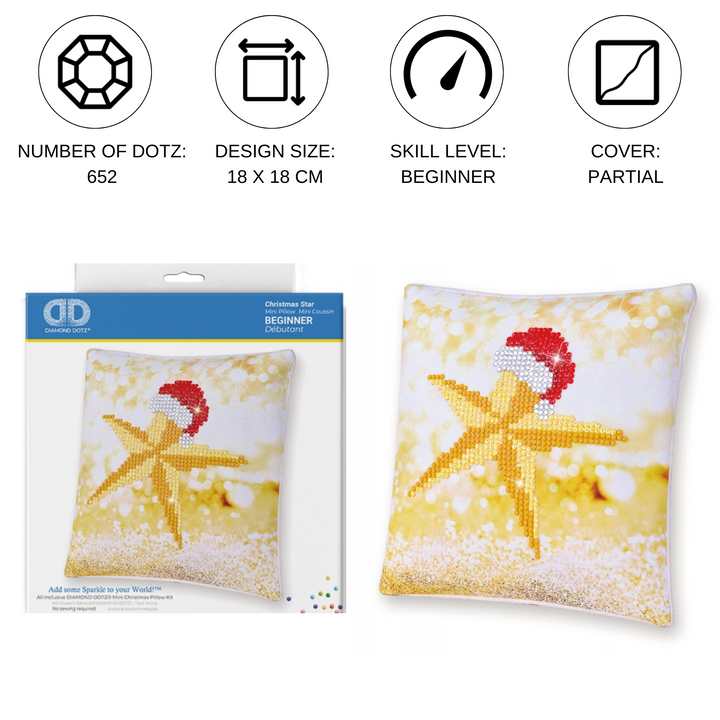 Diamond Dotz Christmas Star Pillow - 7 x 7 in