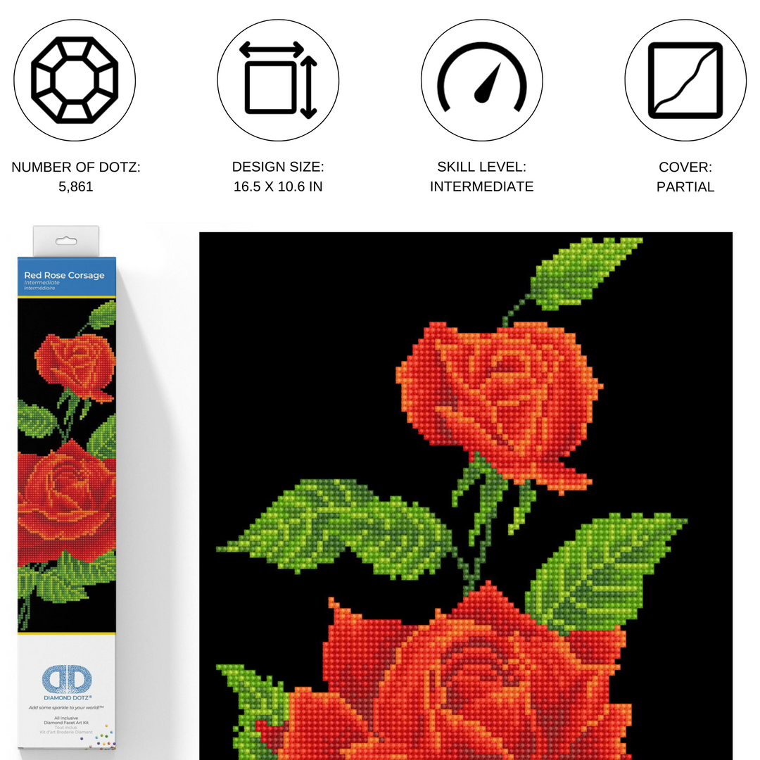 Diamond Dotz Red Rose Corsage - 10.6" x 16.5"