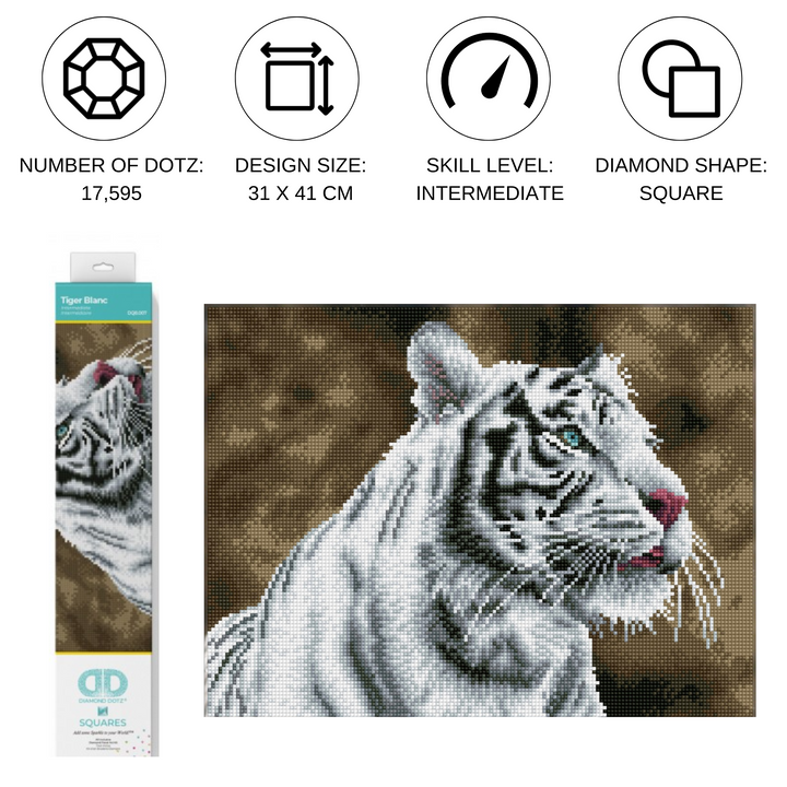 Diamond Dotz Tigre Blanc - 16.5 x 13 in