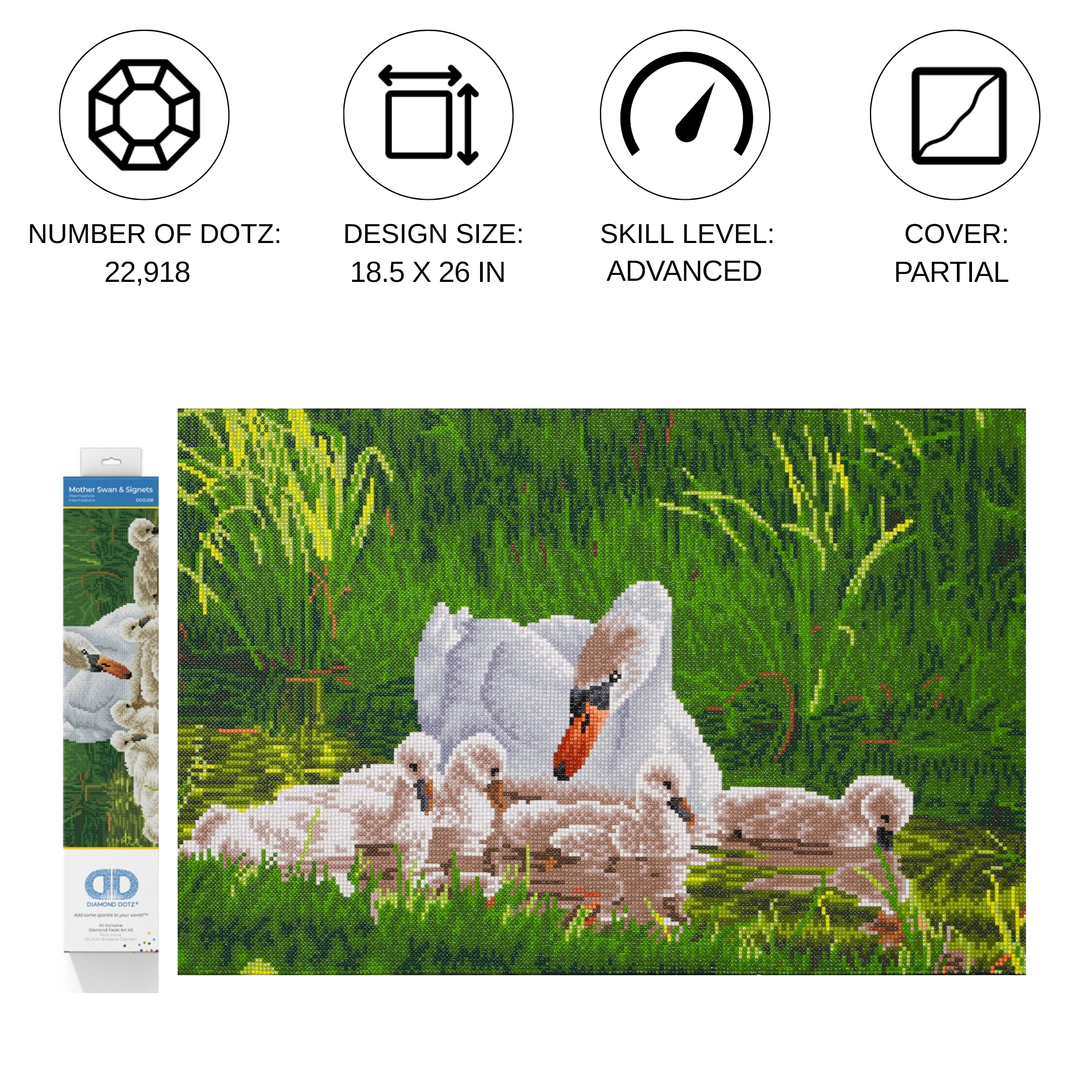 Diamond Dotz Mother Swan & Signets - 24.41 x 16.14 in