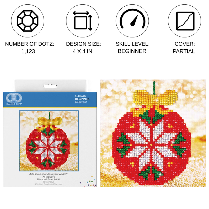 Diamond Dotz Red Bauble - 5.3 x 5.3 in