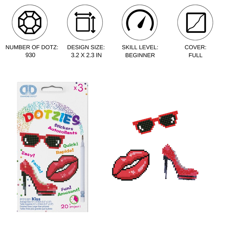 Diamond Dotz Kiss - DOTZIES Stickers Kit