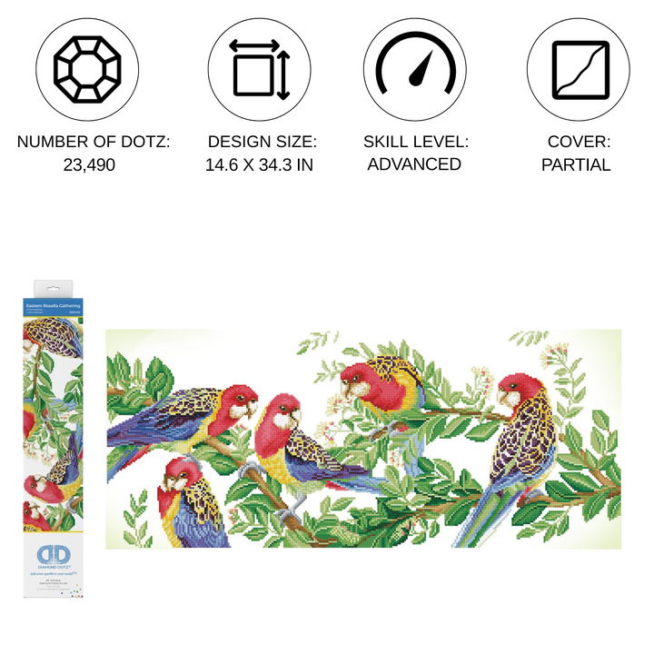 Diamond Dotz Eastern Rosella Gathering - 34.3 x 14.6 in