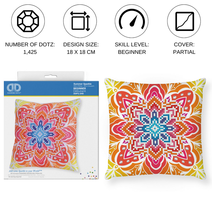 Diamond Dotz Summer Sparkle Mini Pillow - 7.1 x 7.1 in
