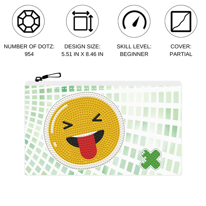 Diamond Dotz Happy Grin Zipper Pouch - 5.51 x 8.46 in