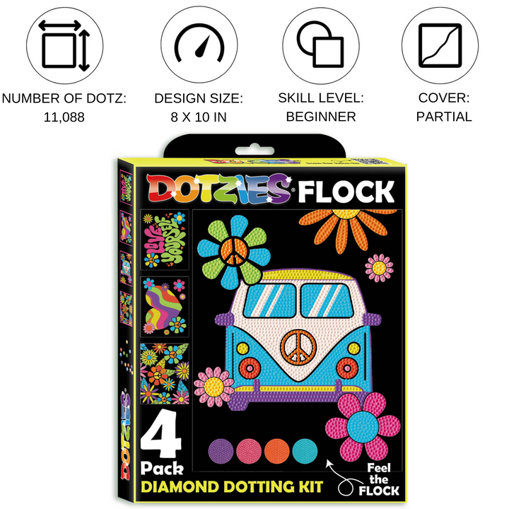 Diamond Dotz Neon Flock Peace & Love - 10.0" x 8.0"
