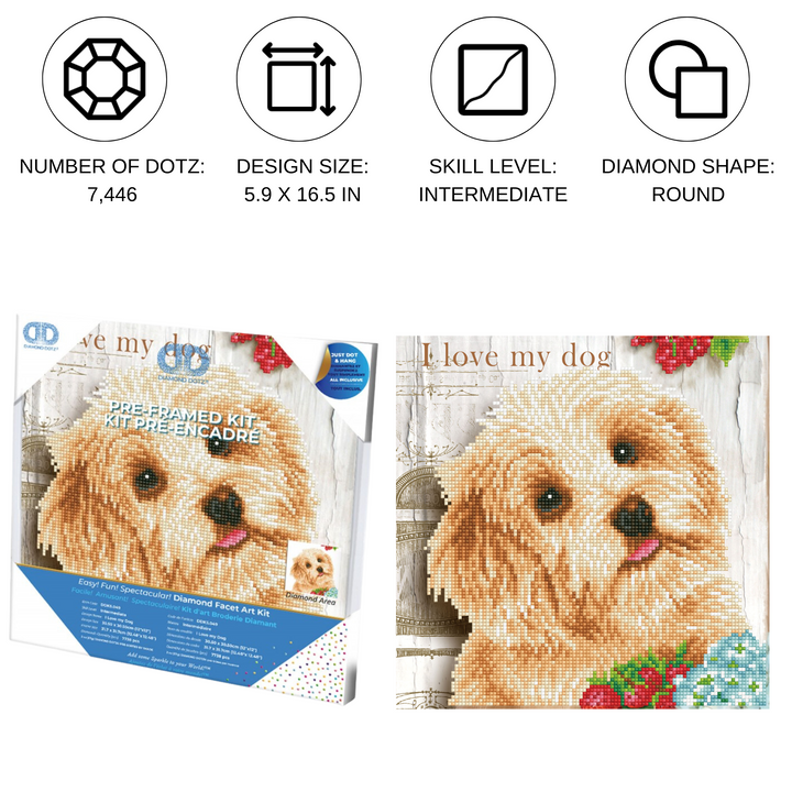 Diamond Dotz I Love My Dog with Frame - 12 x 12 in