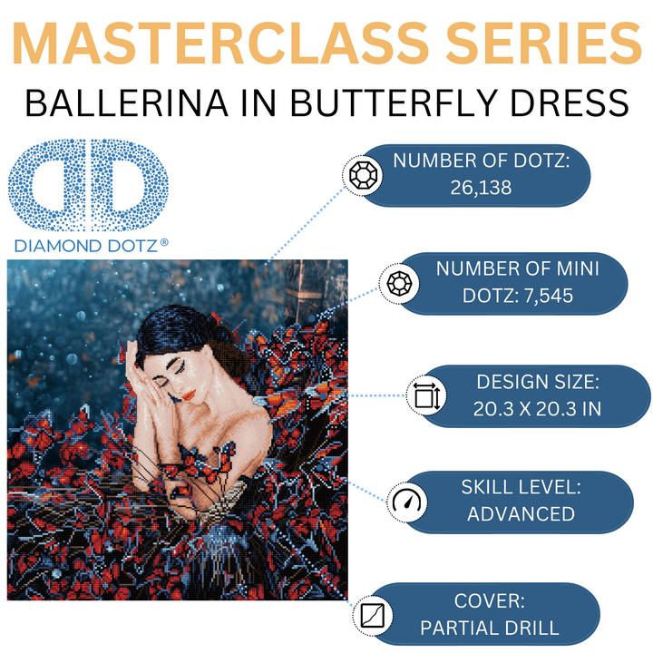 Diamond Dotz Ballerina in Butterfly Dress - Masterclass - 20.3 x 20.3 in