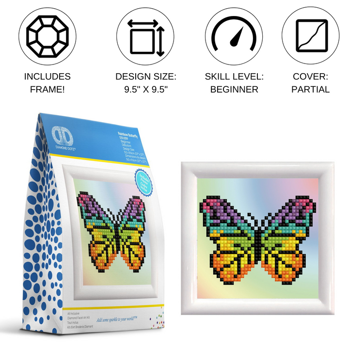 Diamond Dotz Rainbow Butterfly - Includes Frame - 9.5 x 9.5 in