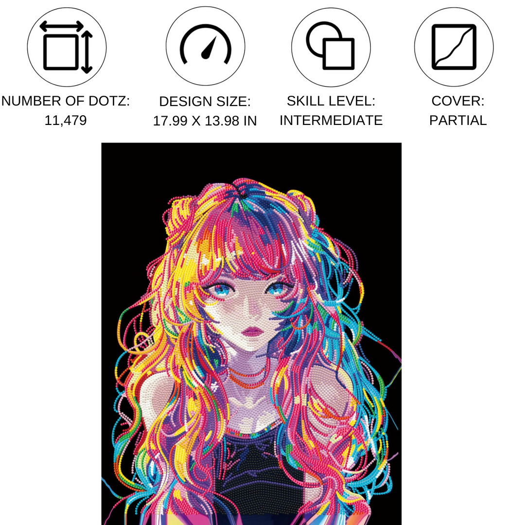 Neon Anime Girl 13.98 x 17.99 in