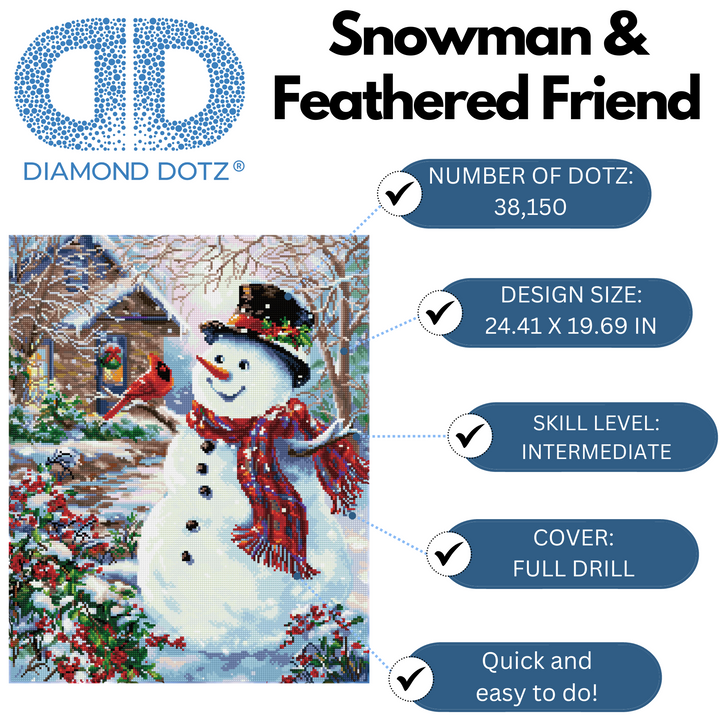 Diamond Dotz Snowman & Feathered Friend - 24.41 x 19.69 in