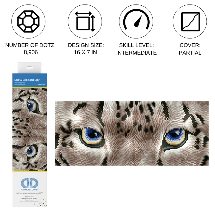 Diamond Dotz Snow Leopard Spy - 16 x 7 in