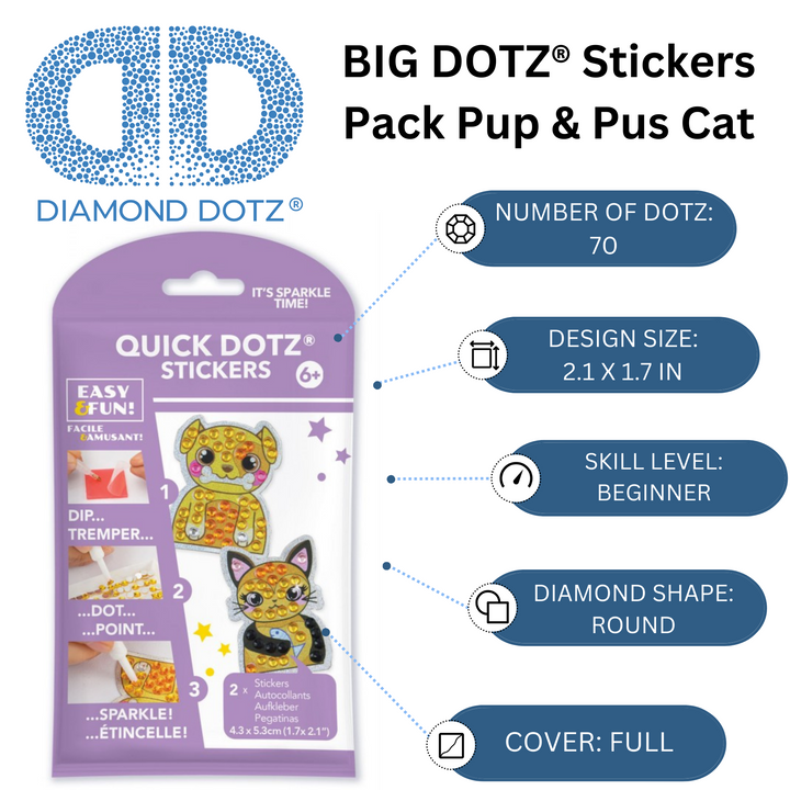 Diamond Dotz BIG DOTZ Stickers Pack 9 - Pup & Pus Cat