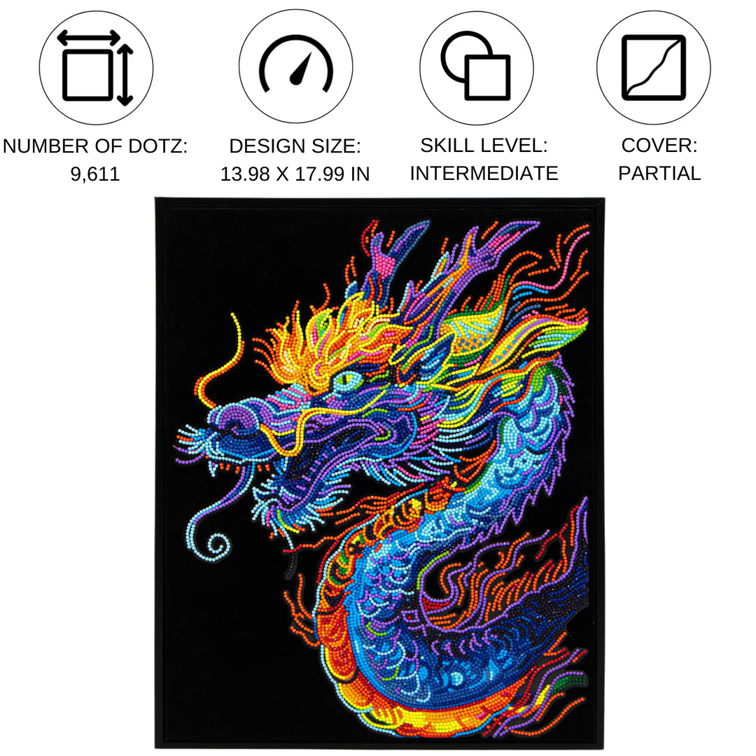 Diamond Dotz Neon Flock Dragon - 14.0" x 18.0"