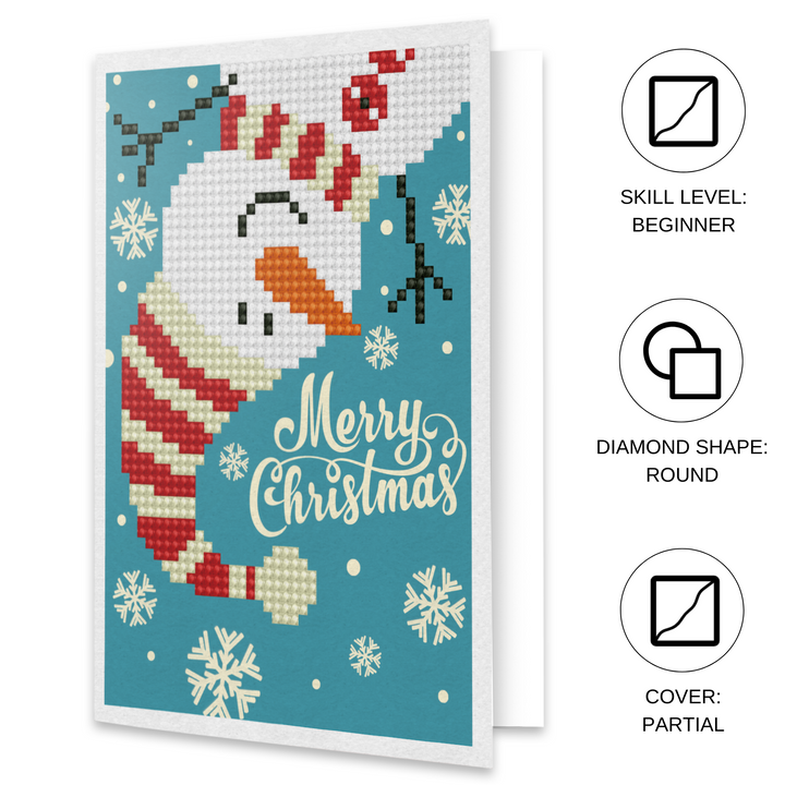 Diamond Dotz Merry Christmas Snowman - Diamond Painting Greeting Card
