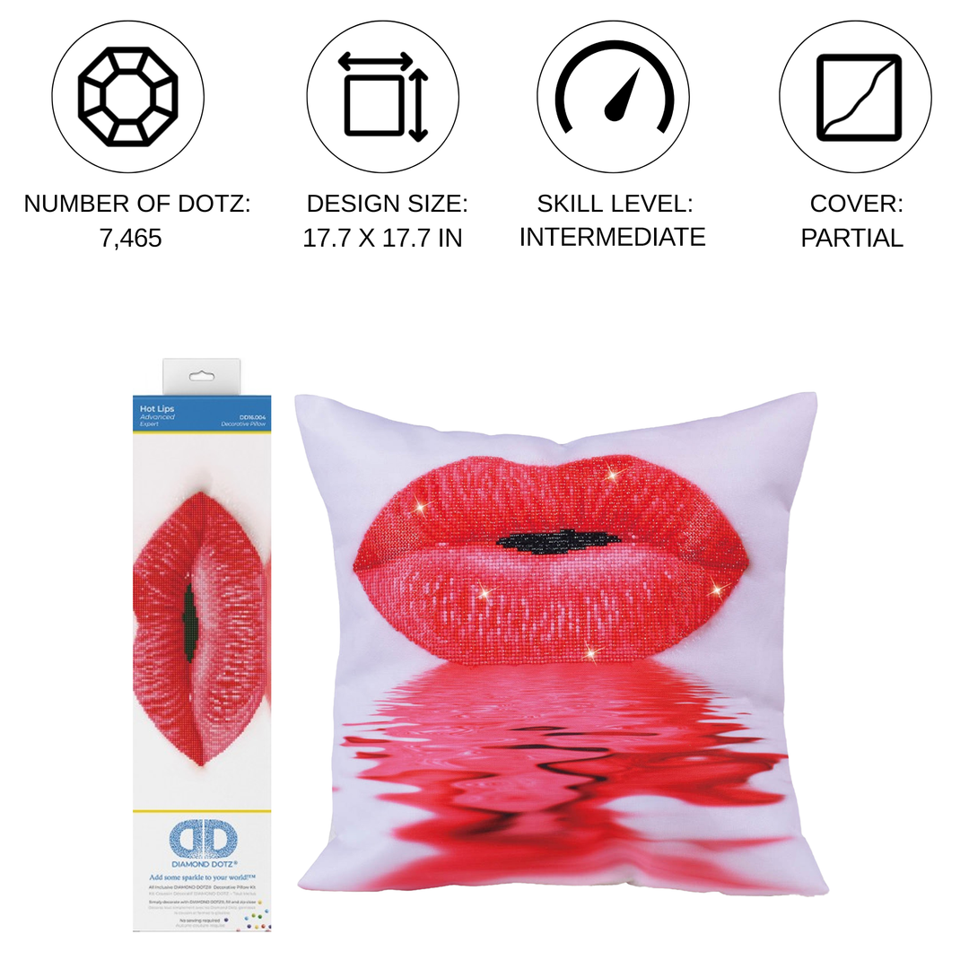 Diamond Dotz Hot Lips Pillow - 17.7" x 17.7"