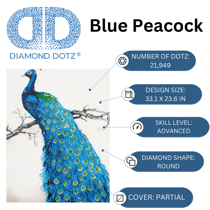 Diamond Dotz Blue Peacock - 23.6 x 33.1 in