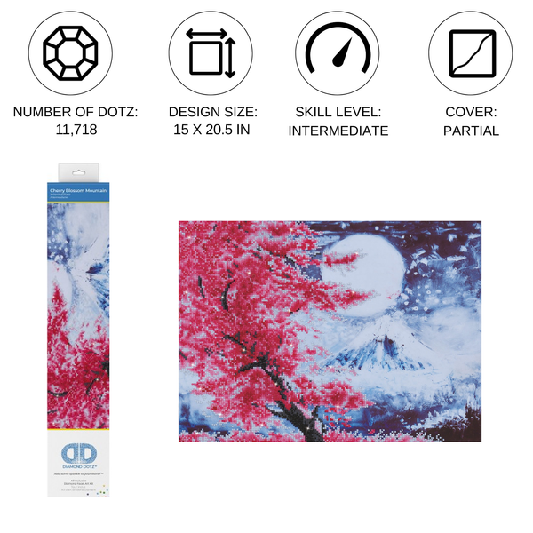 Cherry Blossom Mountain | Diamond Painting Kit Landscape | Diamond