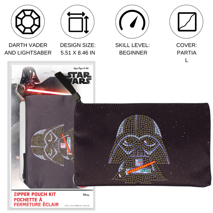 Diamond Dotz Star Wars Darth Vader and Lightsaber DOTZIES Pouch Kit - 7.75 x  4.5 in