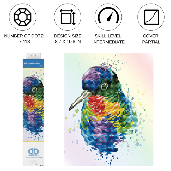 Diamond Dotz Rainbow Feathers - 10.6 x 8.7 in