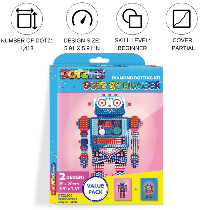 Diamond Dotz DOTZIES Robot Games 1 Diamond Painting - 5.9" x 7.8"