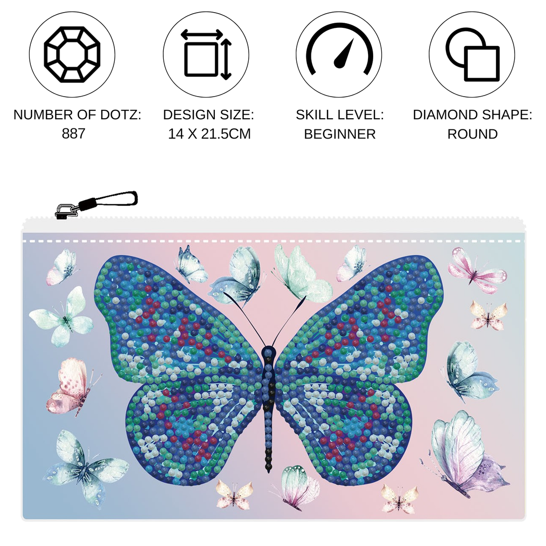 Diamond Dotz Butterfly Days Zipper Pouch - 5.51 x 8.46 in