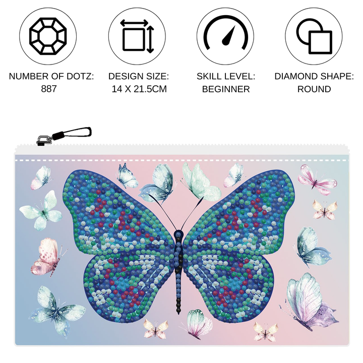 Diamond Dotz Butterfly Days Zipper Pouch - 5.51 x 8.46 in