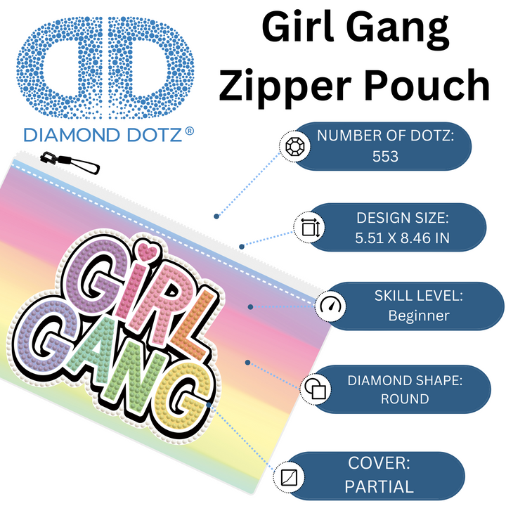 Diamond Dotz Girl Gang Zipper Pouch - 5.51 x 8.46 in