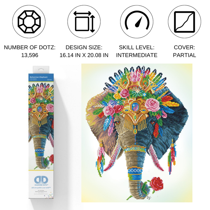 Diamond Dotz Bohemian Elephant - 16.14 x 20.08 in