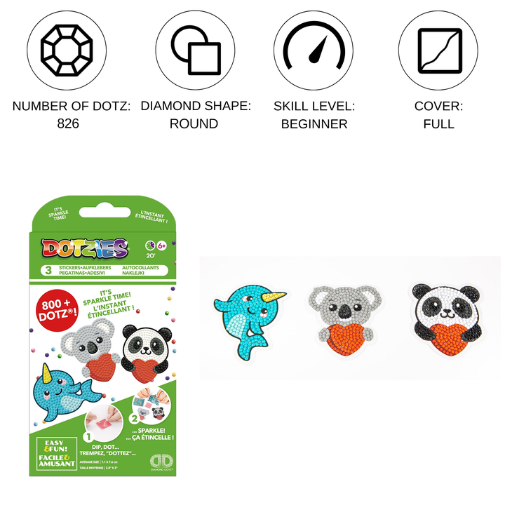 Diamond Dotz DOTZIES 3 STICKERS Multi Pack - Love You Chums